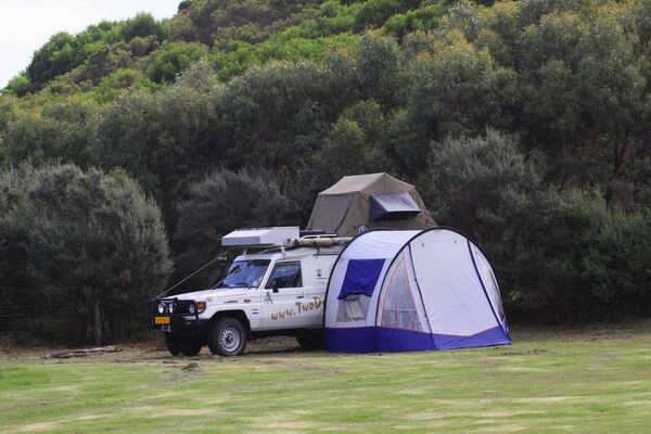 Camping Aire river East, in de punt bij Cape Otway