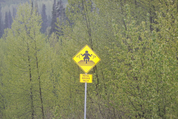 Pas op motorrijders, metalen roosters als brugvloer 
Maar ook Nala wiebelt op deze roosters, waarschijnlijk door het soort profiel op de banden.