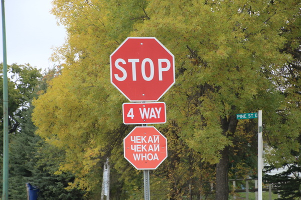 Stopbord.
Onderste in lokale taal?