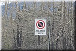 Avalanche area Iets verder langs de weg ook de resten van een sneeuw lawine